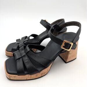 Paul Green Tina Fisherman Sandal Women's Leather Black Size US6.5/UK4 EU37